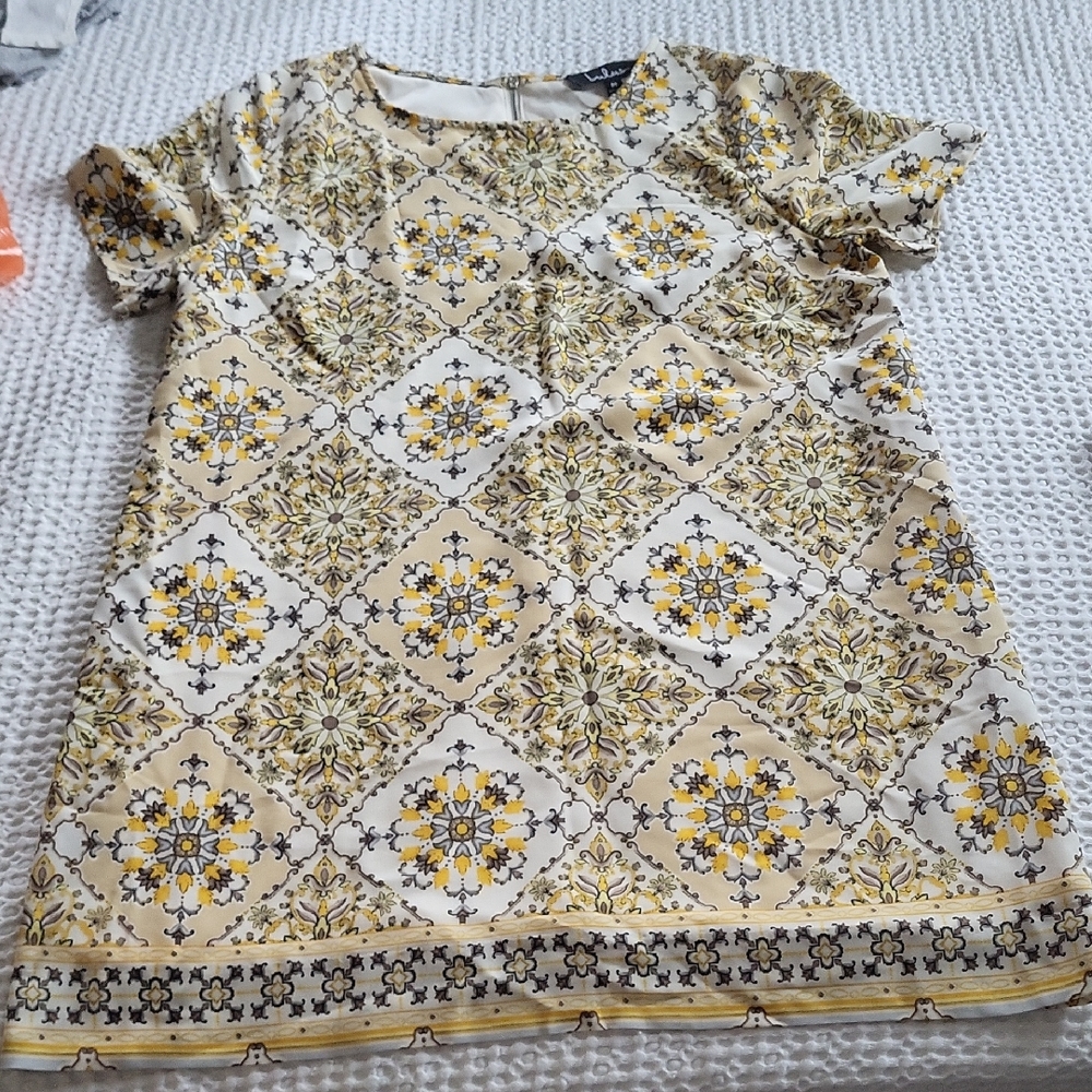 Lulu's Yellow and Cream Patterned Kids Casual Dress